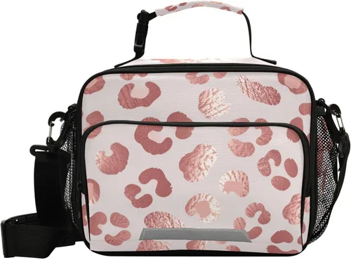 Vista 13 de Kcldeci Bolsa de almuerzo de cuero de vaca Bolsas de almuerzo aisladas Caja de almuerzo reutilizable Bolsa de mano Bolsa de mano térmica Kit