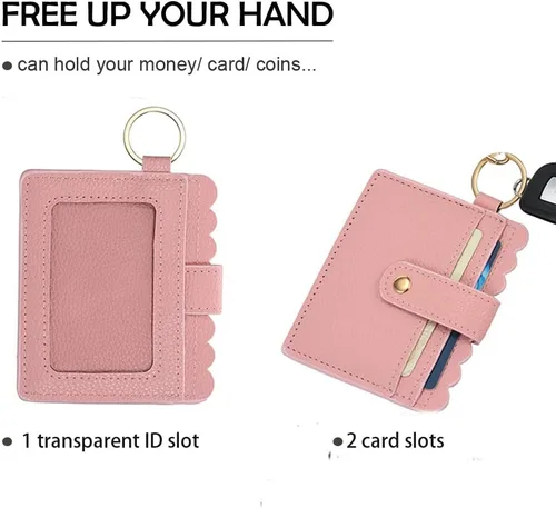 Vista 3 de Llavero pulsera cartera tarjetero bolsillo muñeca coche llavero brazalete para mujer, Negro