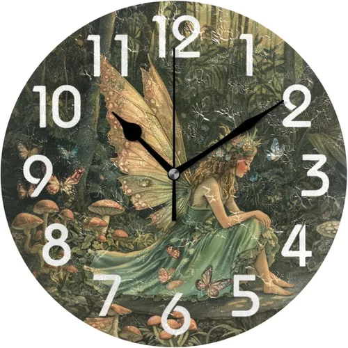Vista 8 de Spring Hummingbird - Reloj de pared redondo con estampado de flores, 9.5 pulgadas, funciona con pilas, reloj de escritorio analógico silencioso