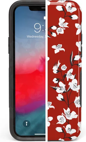 Vista 5 de Casely Funda para iPhone 11 Pro Max Funda floral de cerezo rojo