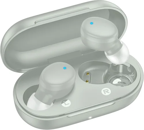 Vista 12 de Kurdene - Auriculares inalámbricos Bluetooth 5.3 ligeros Premium Sound Bass Ear buds with Charging Case,Smart Touch Control,Built in Mics Negro