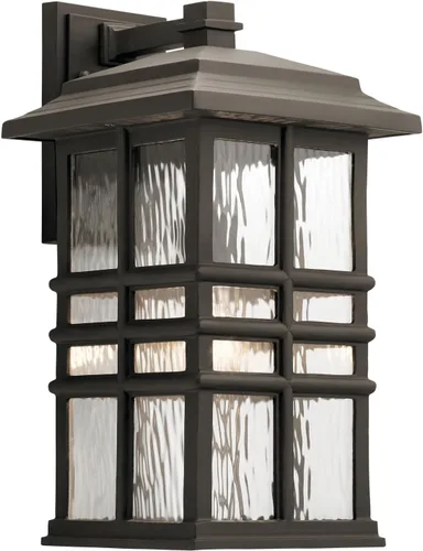 Vista 10 de Kichler Beacon 49829BKT - Lámpara de pared cuadrada de 12 pulgadas para exteriores con cristal martillado transparente en negro texturizado