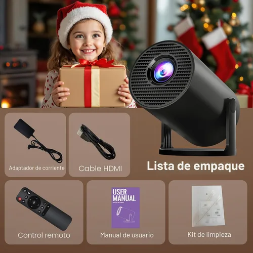 Vista 10 de Mini proyector con WiFi 6 y Bluetooth 5.4 Keystone vertical automático integrado Android 14 OS, 1080P 4K compatible con proyector giratorio portátil
