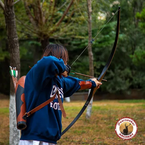 Vista 4 de Deerseeker Outdoor Tiro con Arco Juego de Arco Tradicional de 64" Caza Arco Largo Reflex Deflex de Una Pieza Arco Largo Extremidades de Núcleo