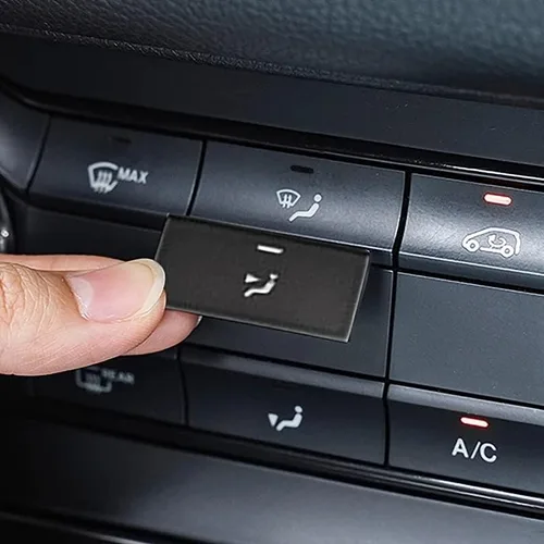 Vista 3 de Cubierta de botones de aire acondicionado para consola central de automóvil, calcomanías de botón de CA para Mercedes Benz GLA X156 CLA C117 Clase A