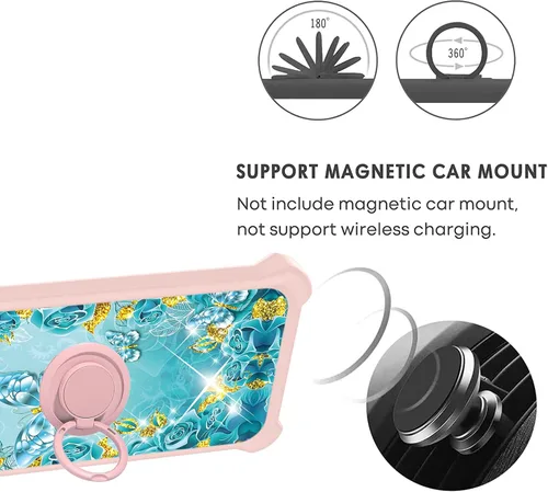 Vista 36 de jioeuinly Funda compatible con Oukitel P1 Pro con protector de pantalla de vidrio templado, policarbonato duro + silicona suave, soporte de anillo