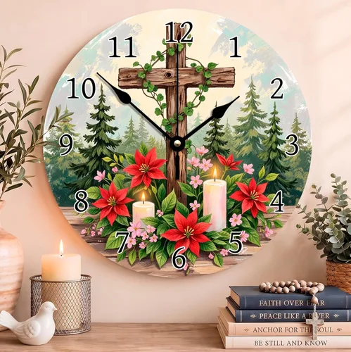 Vista 96 de Reloj de pared con versículo bíblico, con cita religiosa, reloj de madera, texto inspirador cristiano, reloj de madera rústico personalizado