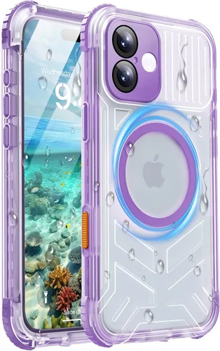 Vista 38 de Funda impermeable para iPhone 15 con Magsafe, protector de pantalla, cordón, IP68 militar de cuerpo completo a prueba de golpes, para deportes