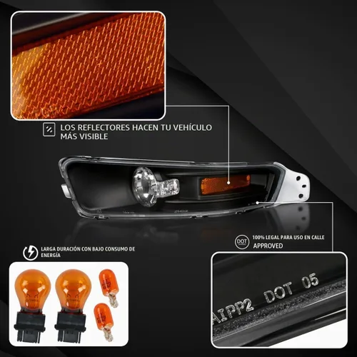 Vista 3 de Autozensation Luces de parachoques para Ford Mustang 2005-2009 negro