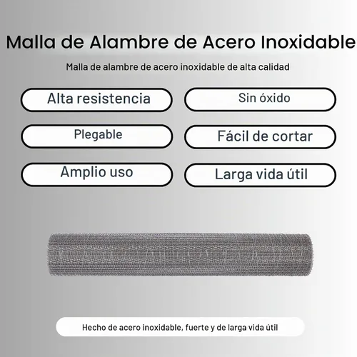 Vista 7 de Malla de alambre de acero inoxidable de 5 mallas, 40 cm x 305 cm (15.7 pulgadas x 10 pies)