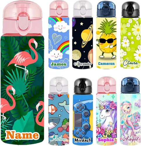 Vista 17 de Botellas de agua personalizadas con tapa, botella personalizada de 26 onzas con nombre, botellas de agua de plástico personalizadas, a prueba