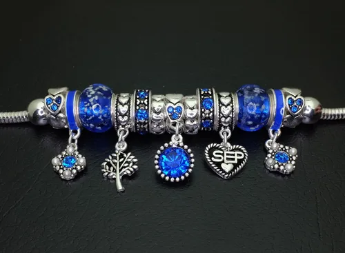 Vista 3 de Falari Pulsera de piedra natal, cuentas multicolor en tono plateado, Metal