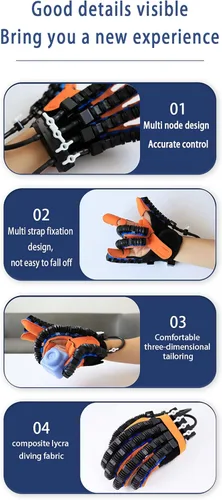 Vista 9 de Guantes de robot de rehabilitación para rehabilitación de accidentes cerebrovasculares, dispositivos de fortalecimiento de manos, velocidad