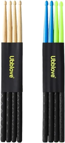Vista 3 de Ubblove Baquetas 5A 2 pares con mangos antideslizantes para tambor, ligeras y duraderas de madera, 2 pares de baquetas para niños y adultos