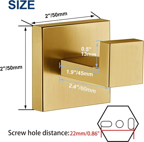 Vista 3 de Ganchos para toallas para baños, gancho de toalla de oro cepillado para cocina y baño, gancho de acero inoxidable SUS304, ganchos resistentes
