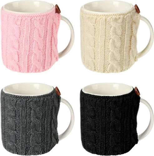 Vista 8 de Skyley 4 Piezas Fundas Acogedoras para Tazas de Café Mangas de Punto de Ganchillo Reutilizables Fundas para Tazas Té Acogedor Vajilla Hecha a Mano