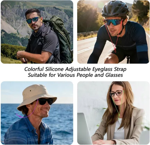 Vista 5 de BILIONE 6 correas ajustables para gafas, soporte de silicona antideslizante para gafas para mujeres y hombres, correa para gafas deportivas