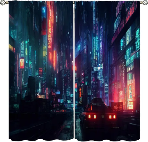 Vista 14 de Cortinas de juego Cool Space Galaxy Game Controller Tech Circuit Board Cosmic Rod Pocket Tratamientos de ventana para niños, dormitorio, habitación