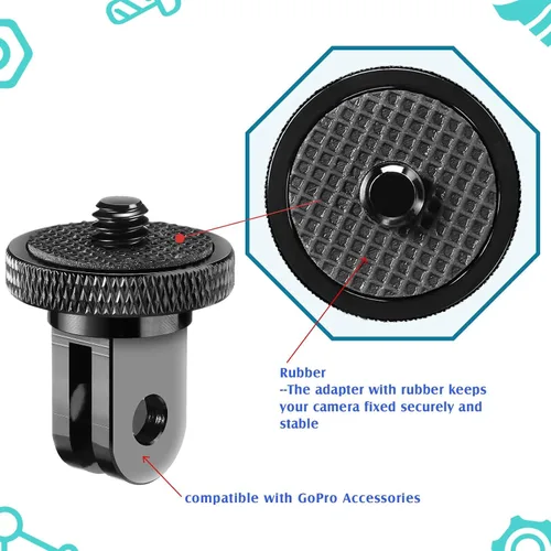 Vista 3 de Frienda Adaptador de aluminio para trípode de cámara de 4 piezas, adaptador de conversión 1/4-20 para trípode compatible con cámaras de acción GoPro
