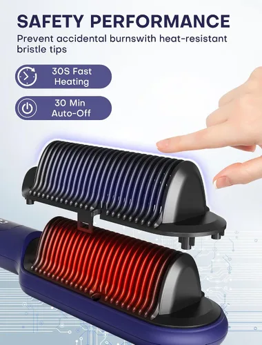 Vista 7 de Handor Cepillo alisador de cabello Pro Ionic para mujer, 9 ajustes de temperatura con pantalla LED, calor rápido de cerámica Hot Tech, 250°F-410°F