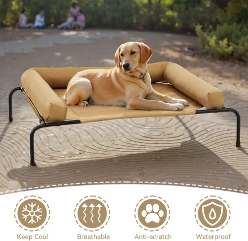 Vista 2 de Athena Collection Cama elevada para perros para exteriores con cojines extraíbles, cuna elevada de 48 pulgadas, lavable con marco de metal, patas