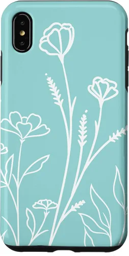 Vista 7 de iPhone 15 lindo verano flores silvestres diseño en azul verde pastel caso