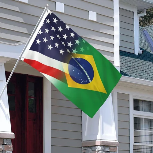 Vista 7 de Bandera de Brasil y Estados Unidos, 3 x 5 pies, doble cara, colores vivos y resistentes a la decoloración UV para habitaciones de casa al aire libre