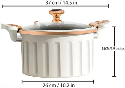 Vista 2 de Olla a presión de esmalte antiadherente (8L) Olla multifuncional con tapa, sello de silicona, válvula a prueba de derrames, olla de presión (A)