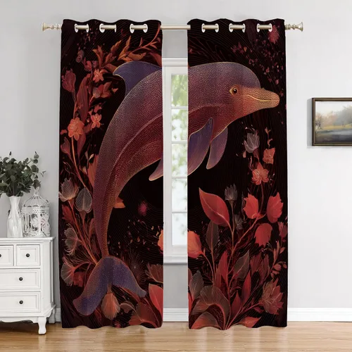 Vista 128 de Maritime Ocean Blackout Tier Curtains, Anchors Nautical Art Half Window Drapes for Kitchen with Rod Pocket,Room Darkening 2 Pack 26X24 Inches