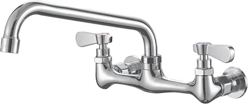 Vista 11 de modelo 4353 - Grifo de montaje en pared, grifo de cocina con boquilla giratoria de 8 pulgadas, cuello de cisne de 8 pulgadas, centro de 2 asas