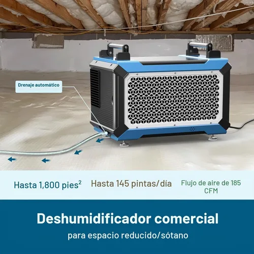 Vista 2 de ARGENDON 145 Pint Crawl Space/Basement Dehumidifier with Drain Hose Azul ana Blanco