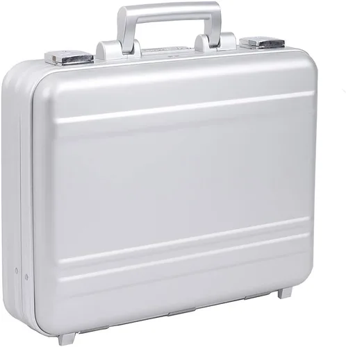 Vista 2 de urecimy Maletín de metal, caja de herramientas de aluminio, maletín para cuaderno, plateado