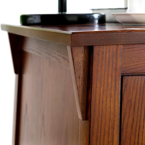 Vista 13 de Leick Home Laurent 10537 - Mesa auxiliar con lámpara, madera maciza, con cajón y estante, cereza chocolate
