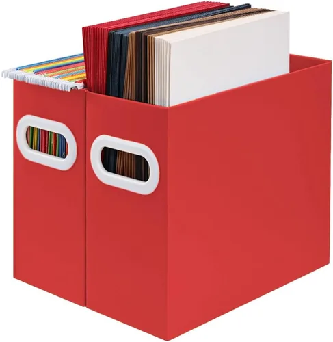 Vista 32 de Organizador de archivos colgante, organizador de carpetas de archivos de cartón para tamaño carta, caja de almacenamiento de documentos