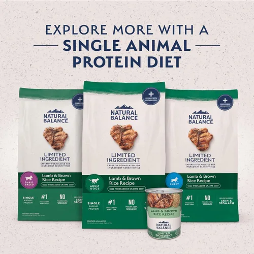 Vista 6 de Natural Balance Alimento seco para cachorros de ingredientes limitados con granos saludables, receta de cordero y arroz integral, 4 libras