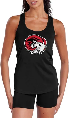 Vista 433 de Camiseta deportiva sin mangas oficial de NCAA Collegiate para mujer, con espalda cruzada, colección con logotipo primario
