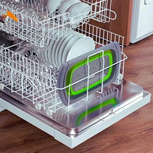Vista 7 de Colador de silicona plegable – Colador plegable que ahorra espacio para pasta, verduras y frutas, 3 peladores adicionales – Colador de cocina grande