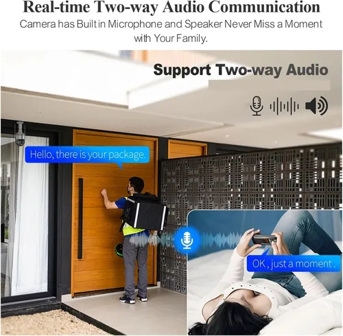 Vista 5 de 4MP PTZ WiFi IP Camera Two-Way Audio Outdoor CCTV Security Camera Smart AI Human Detection Color Night Vision(4pcs 4MP Camera)