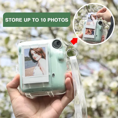 Vista 5 de Caiyoule Funda transparente Mini 12 - Funda protectora para cámara compatible con Fujifilm Instax Mini 12, funda rígida de PC para cámara