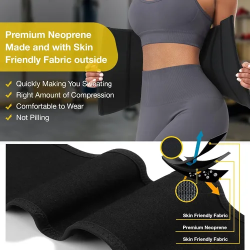 Vista 3 de FeelinGirl Waist Trainer for Women Long Torso Sauna Workout Double Belt With Zipper 7 Steel Bones