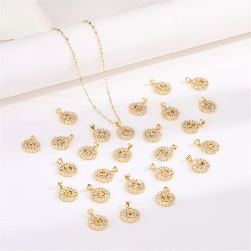 Vista 4 de Ailiessy Delicados collares con dije de inicial redonda, circonita hueca, collar de letras huecas para mujeres, adolescentes, regalos del día