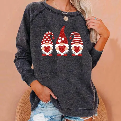 Vista 3 de SHAOBGE valentines shirts Pullover Sweatshirt For Women Crew Neck Sweatshirt Long Sleeve Blouse Heavy Sweatshirts for