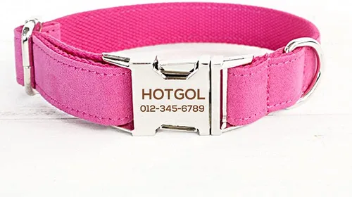 Vista 12 de Collares de perro personalizados con identificador de nombre grabado personalizado para mascotas para razas pequeñas medianas grandes (XS, azul)