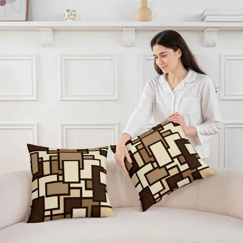 Vista 120 de Juego de 2 fundas de almohada abstractas de 16 x 16 pulgadas para niños, niñas, adolescentes, decoración de dormitorio, moderna a rayas, decoración