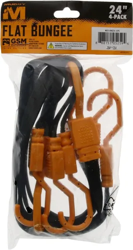 Vista 5 de Muddy 1" Width Rugged Durable Reliable Weather-Resistant Versatile Ourdoor Flat Bungee Cord with J Hooks for Secure Loading & Transportation, 4 Pack