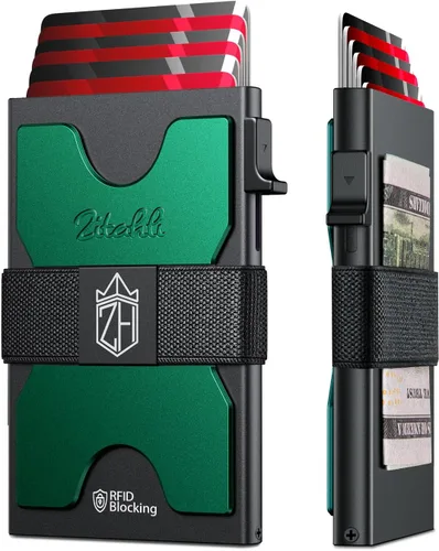 Vista 15 de Zitahli Cartera novedosa para niños y hombres, tarjetero delgado con capacidad para 6 + 6 tarjetas, funda de tarjeta de metal, carteras minimalistas
