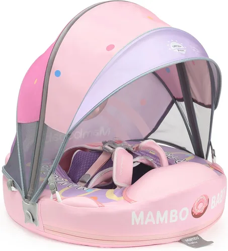 Vista 13 de Mambobaby Flotador con Toldo y Cola Nuevo Mejorado Flotador de Piscina No Inflable para Bebé Flotador de Natación Mambo Entrenador de Natación