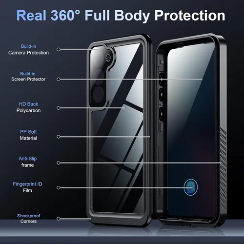 Vista 5 de Temdan Funda para Samsung Galaxy S23, Impermeable con Protector de Lente y Pantalla Incorporado [Cuerpo Completo Resistente a Golpes][Resistente a