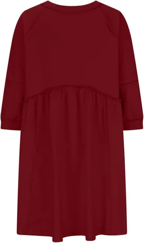 Vista 4 de Vestido tipo sudadera para mujer, de gran tamaño, con manga de farol, dobladillo de espalda alta, mini vestido tipo túnica