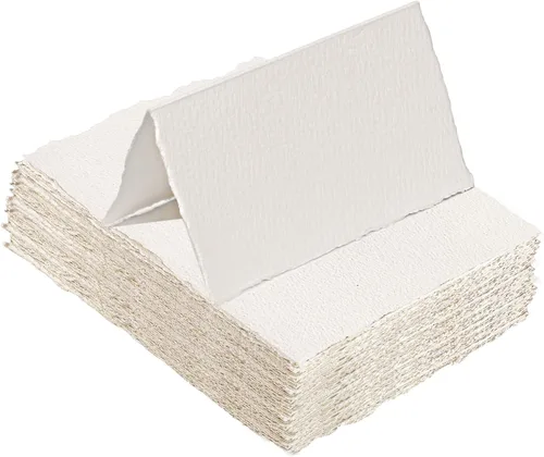 Vista 11 de Prudiut 25 hojas de papel de acuarela de algodón con borde deckled de 300 GSM, 2 x 3.5 pulgadas, blanco, texturizado, ideal para pintura
